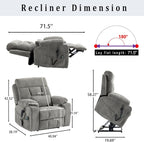 Power Lift Chair Lay Flat Recliner Dual Motor Recliner Chair with Massage Heat for Adults,Up to 400 LBS Recliners with 2 Remote Controls and 2 Cup Holders