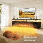 oneinmil 80" Fireplace TV Stand with Dual LED Lights, Fits Most TVs Up to 90", Electric Fireplace Entertainment Center with Storage Cabinets, Media Console for Living Room Office, Black