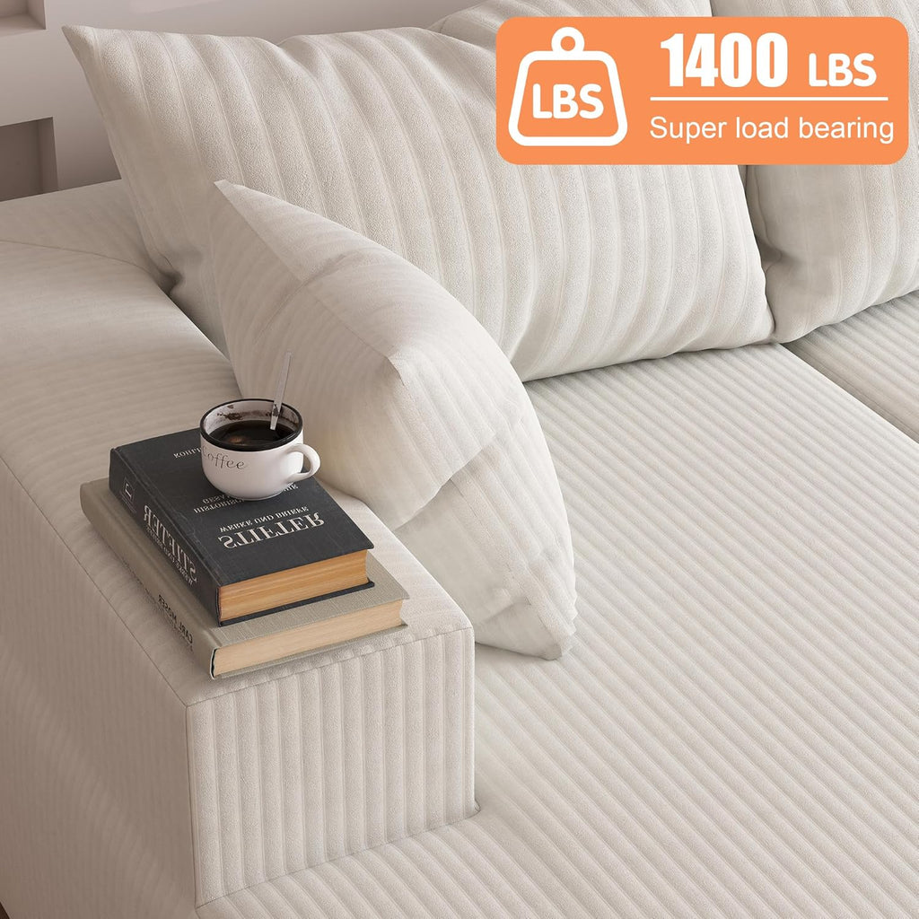 108"Modern Sectional Sofa,Modular Convertible L-Shape Sofas,Upholstered Couches with Deep Seat,Pet-Friendly Sponge Sofa for Living Room Bedroom,Sofa bed for small space (Beige, Left Facing Chaise)