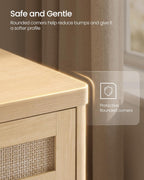 VASAGLE ELLAN Collection - Boho Buffet Cabinet with Rattan-Look Doors, Sideboard Storage Cabinet, Rounded Corners, Adjustable Shelf, Drawer, for Kitchen, Oak Beige UBBK601YC01