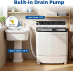 Giantex Portable Washing Machine, 18LBS Twin Tub Mini Compact Laundry Washer Spinner Combo with Drain Pump, 11Lbs Washer and 7Lbs Spinner for Apartments, RVs, Dorms, Gray+White