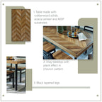 Signature Design by Ashley Blondon Rectangular Dining Room Table Set with 6 Chairs, Chevron Pattern, Tapered Legs, Seats 6, Wood, 60" Long, Brown & Black