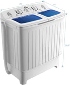 Giantex Portable Washing Machine, 20lbs Capacity, Twin Tub 2lbs Washer & 8lbs Spinner Combo, Compact for Apartment RV Dorms, Blue & White, GT24267-PE