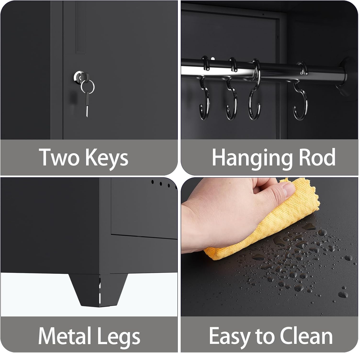 Metal Garage Storage Cabinet,Broom Closet Storage Cabinet,Utility Closet Cabinet for Garage,Office,Gym,Black
