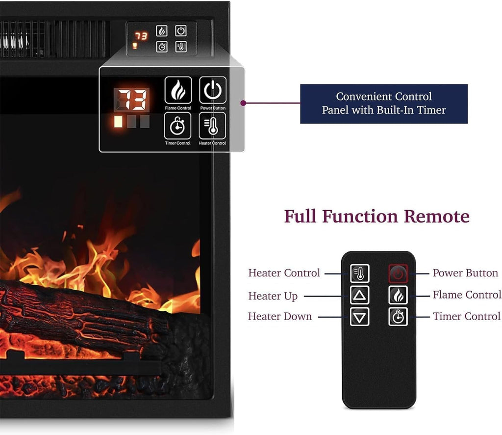 72" Electric Fireplace with Mantel and Cabinets, Fireplace TV Stand for Living Room Bedroom, LED Light, Stacked Stone Surround and Remote Control 3D Realistic Flame