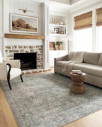 Loloi Chris Loves Julia Jules Collection JUL-08 Emerald/Antique Ivory 8'-6'' x 11'-6'', .13" Pile Height, Area Rug