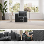 Novilla Modular Sectional Sofa, Modern Cloud Sectional Couch with Smarts Coil® Support, Upholstered Boneless Couch for Living Room Apartments Bedroom, No Assembly Required, Dark Gray (Armless Chair)