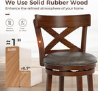 MAISON ARTS Swivel Bar Stools Set of 4, 30 Inch Bar Height Barstools with Backs, PU Leather Upholstered Seat Wood Bar Chairs with Wrap-Around Footrest for Kitchen Island, Pub, Walnut