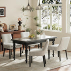 Dining Chairs Set of 4, Upholstered Corduroy Dining Room Chair with Wood Legs, Mid-Back Padded Kitchen Side Chairs for Dining Room, Beige