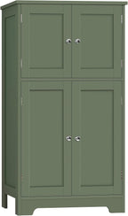 TEENFON Bathroom Storage Cabinet, Bathroom Cabinet with 4 Doors & 2 Adjustable Shelves, Cupboard, Cabinets for Living Room, Entryway, Office, Forest Green