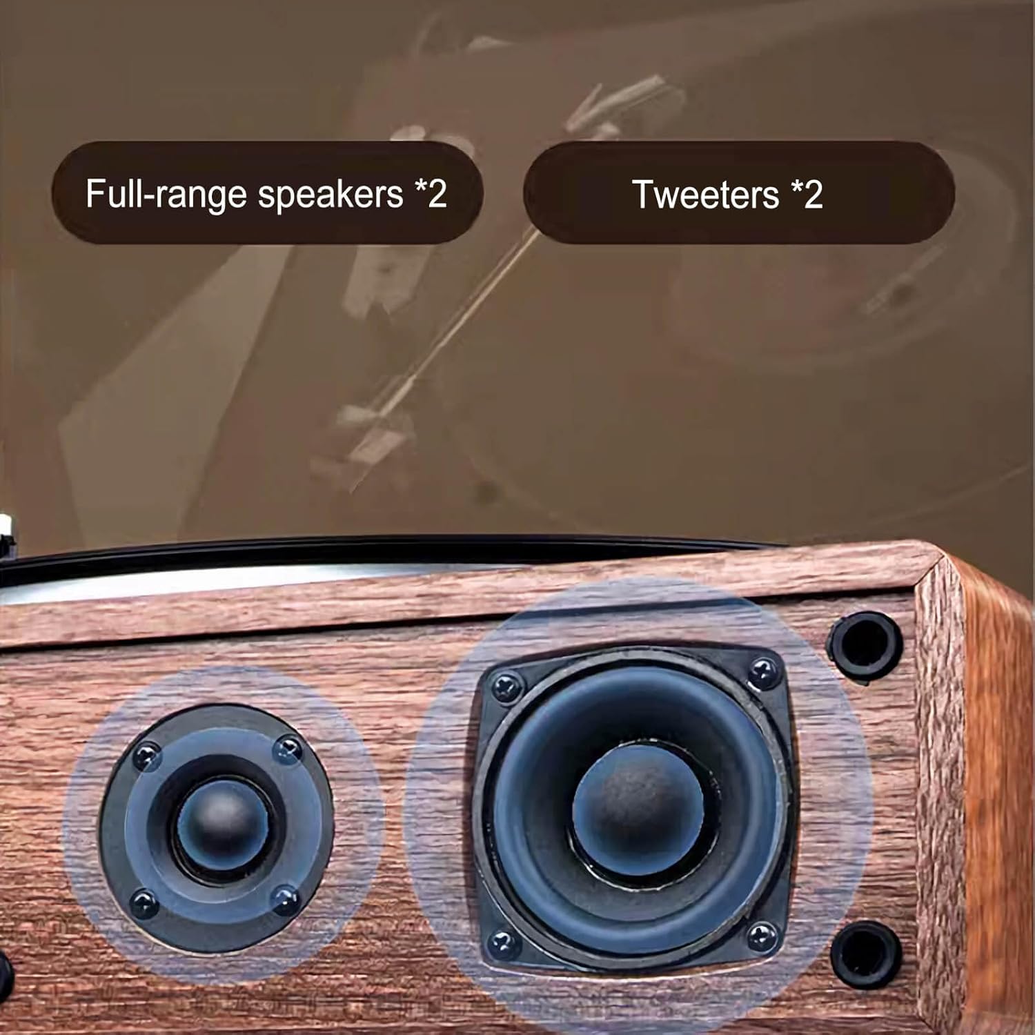 Vinyl Record Player with Bluetooth Input and Output  3 Speed Turntable Built in Speakers  RCA Output  AUX in  Earphone Jack  Retro Design for Home Audio