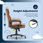 Serta Comfort Ergo Executive Office Chair, Ergonomic Mid-Back Design with Lumbar Support, Semi-Plush Double-Layer Seat Cushion, Padded Armrests, Swivel Metal Base, Bonded Leather, Cognac