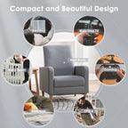 COLAMY Mid-Century Modern Upholstered Accent Chair with Back Pillow & Solid Wood Legs, Fabric Cozy Armchair for Living Room, Bedroom, Reading Nook, Apartment & Small Spaces, Lightgrey