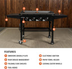 Blackstone 1554 36” Omnivore Griddle with Folding Side Shelves  Powder Coated Steel  Black