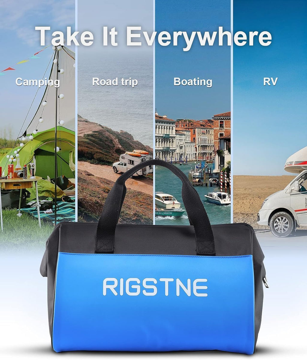 Electric Cooler Bag, 12V Thermoelectric Cooler Warmer Plug in for Vehicles, Portable Refrigerator for Car, RV, and Camping Use, 18L/20 Cans Capacity, Blue