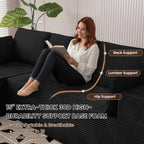 106" Cloud Sectional Boneless Couches for Living Room, Modular L Shaped Couch with Deep Seat Oversized Left Facing Chaise, Memory Foam Compressed Spineless 3 Seater Sofa for Bedroom Apartment, Black