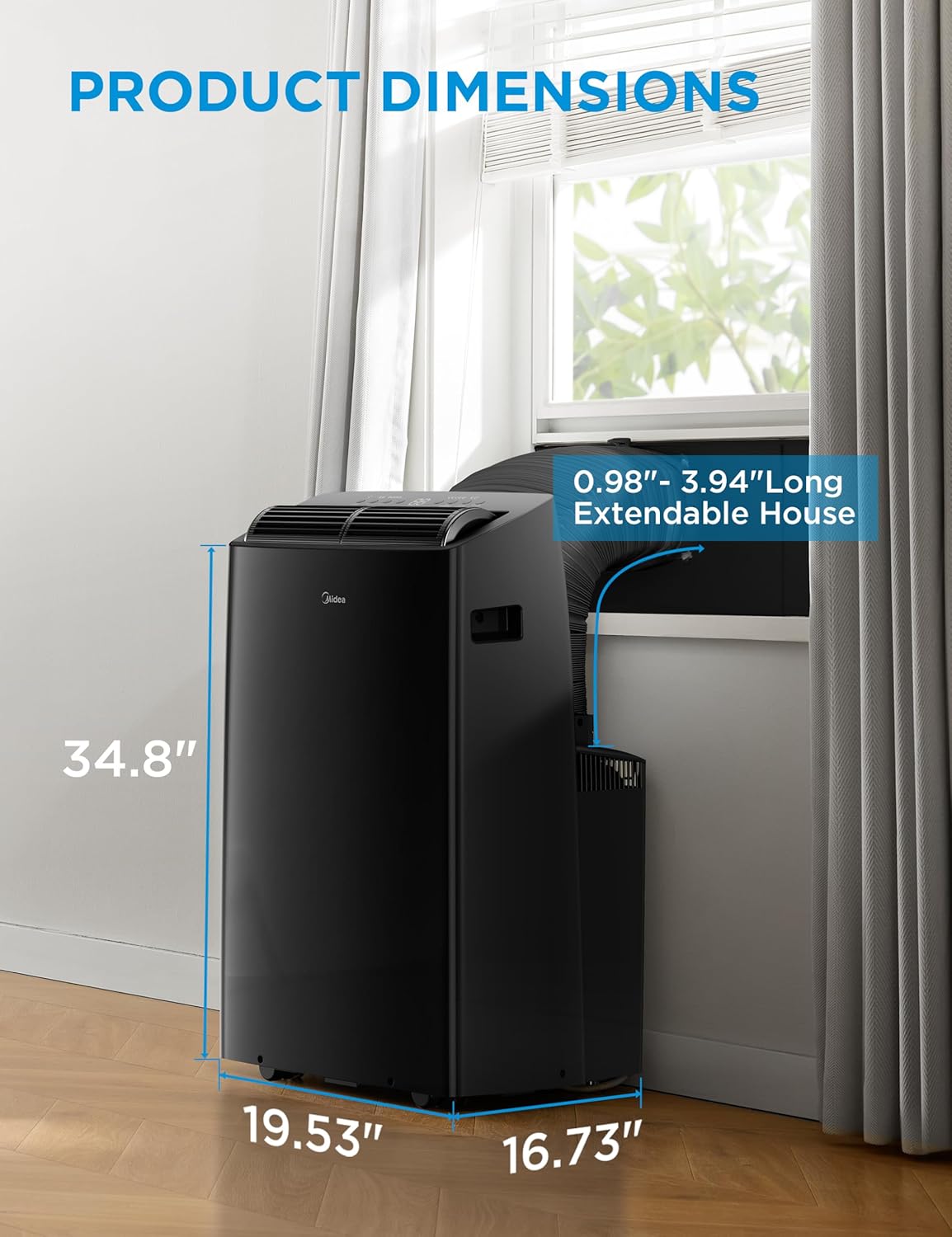 Midea Duo 12,000 BTU (10,000 BTU SACC) High Efficiency Inverter, Ultra Quiet Portable Air Conditioner, Cools up to 450 Sq. Ft., Compatible with Alexa/Google Assistant, Includes Remote
