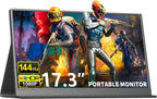 144HZ Portable Gaming Monitor  17.3" 1080P Laptop Monitor  Dual USB C HDMI Second Computer Screen  VESA Gaming Display with Speakers  Travel Monitor for PS4/5 Xbox Switch MAC PC Phone