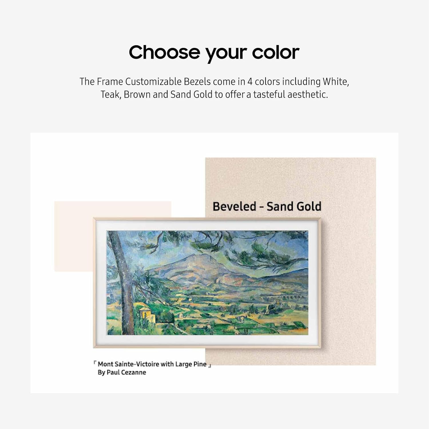 Samsung 55” The Frame TV Customizable Bezel  Magnetic  Quick and Easy Installation  VG-SCFC55SGMZA  2023  Sand Gold Metal