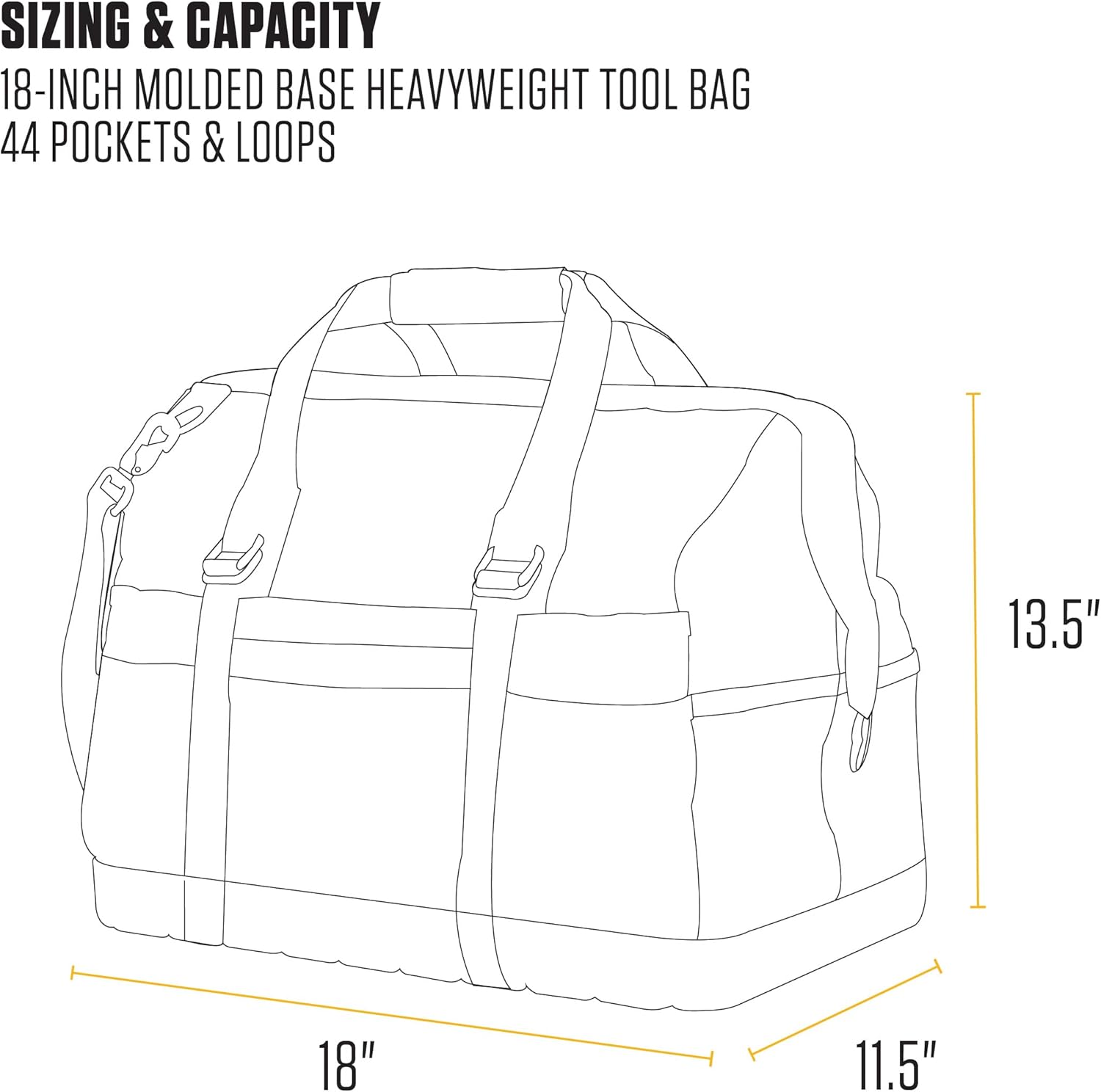 Carhartt Onsite Tool Bag, Durable Water-Resistant, Tool Storage Bag, Heavyweight w/Molded Base, 18-Inch, Carhartt Brown