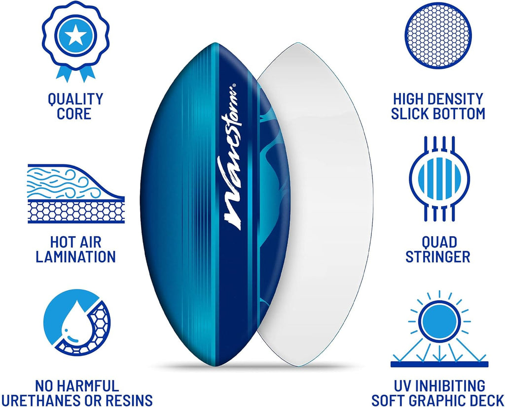 Wavestorm Foam Skimboard 48" | Skimboard for Beginners and All Skimming, Surfing and Bodyboard Levels, Blue Skimboar