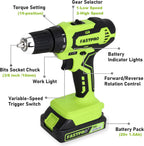 FASTPRO 177-Piece 20V Cordless Lithium-ion Drill Driver and Home Tool Set, Household Repairing Tool Kit with Drill in Storage Case, Green