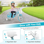 HONEY JOY Kids Bike, 12 14 16 18 20 Inch Toddler Bikes w/Training Wheels, Handbrake & Coaster Brake, Fully Enclosed Chain, Adjustable Handlebar & Seat, Kids Bicycle w/Basket, Girls Boys Bike 3-8