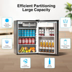 Kismile 4.41 Cu Ft Compact Refrigerator Single Door Mini Fridge with Freezer with 7 Adjustable Thermostat, Water Dispenser, Quiet&Energy Efficient Small Refrigerator for Bedroom/Dorm/Apartment, Black