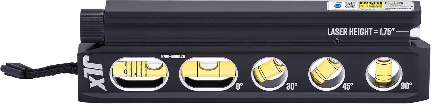Johnson Level & Tool 5700-0800LZR 8" Magnetic Billet Torpedo Laser Level with GreenBrite Technology (Class II,