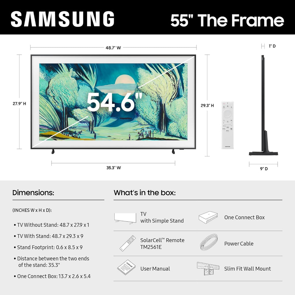 Samsung 55-Inch Class The Frame LS03F 4K QLED Smart TV (2025 Model) Slim Fit Wall Mount  Modern Frame Design  NQ4 AI Gen2 Processor  Art Mode  Artful Picture Quality  Samsung Vision AI  Alexa Built-in