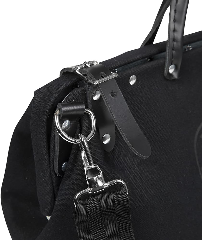 Klein Tools 510218SPBLK Tool Bag, Large 18-Inch Deluxe Canvas Tool Bag and Organizer with 13 Pockets and Shoulder Strap, Black