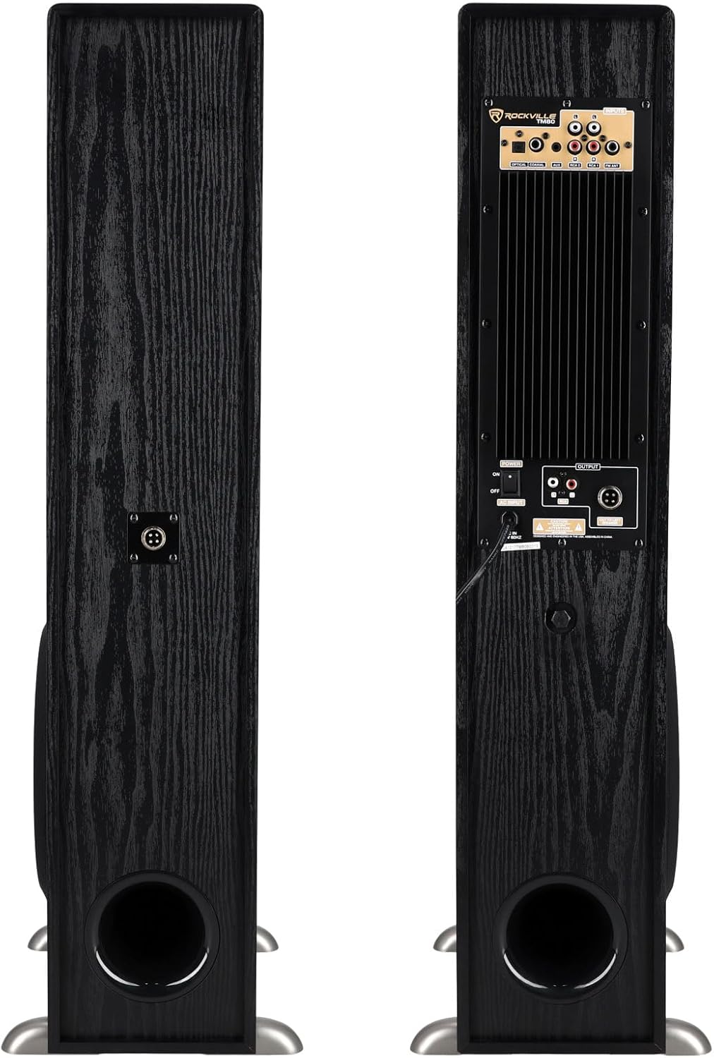Rockville TM80B Powered Home Theater Tower Speaker System  Black  800W  8" Subwoofers  Bluetooth  USB/SD Playback  FM Radio  Remote Control  Karaoke Ready  Perfect for Home Entertainment