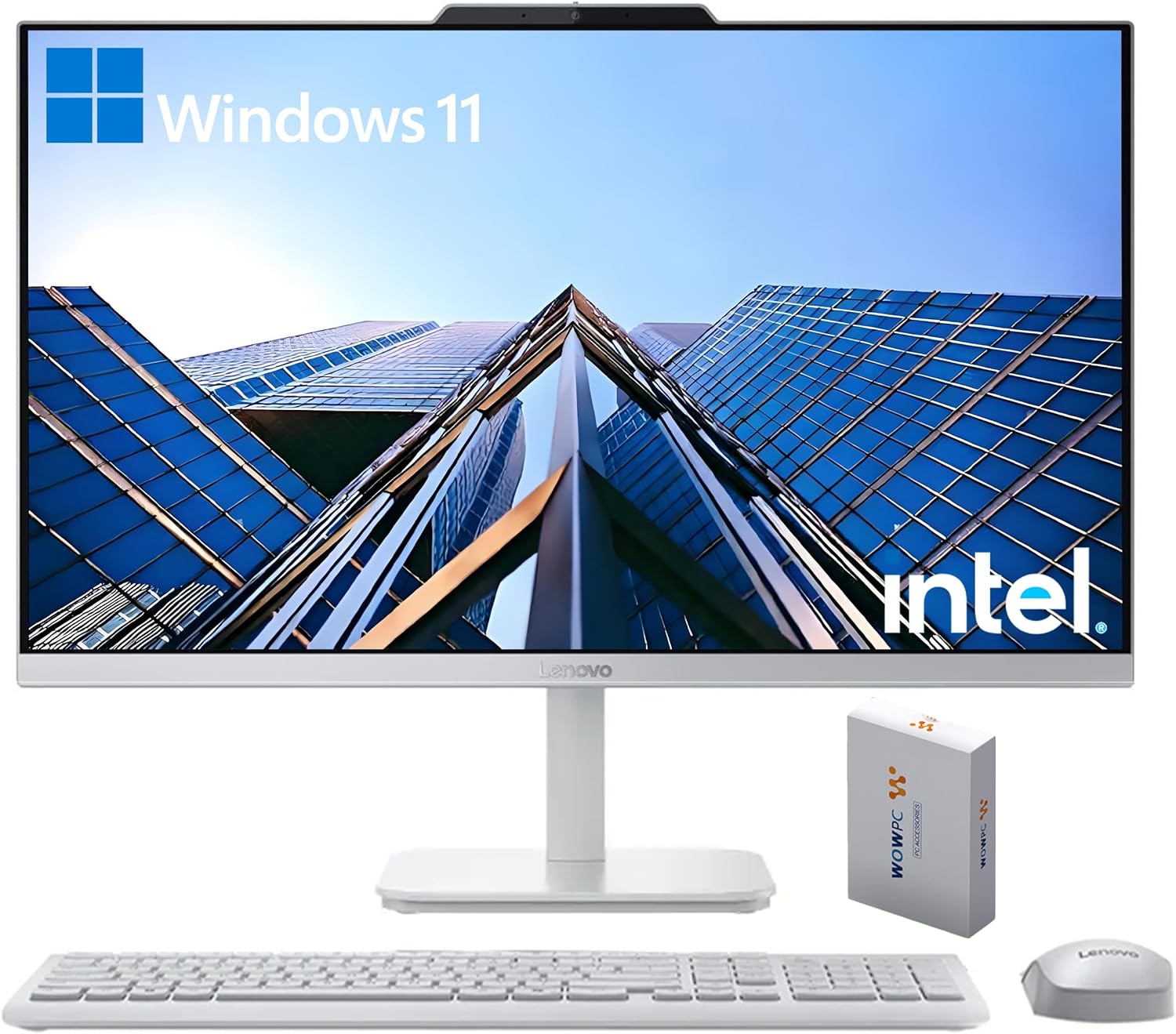 Lenovo 24" FHD All-in-One Desktop Computer for Home & Office  Intel Processor  16GB RAM  500GB External + 128GB PCIe  HDMI  Bluetooth 5.2  Business AIO  Vent-Hear  Wireless Keyboard & Mouse  Win 11