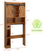 Vabches Over The Toilet Storage Cabinet, Farmhouse Storage Cabinet Over Toilet with Sliding Doors，Home Space-Saving Toilet Rack, for Restroom, Bathroom, Laundry,Caramel