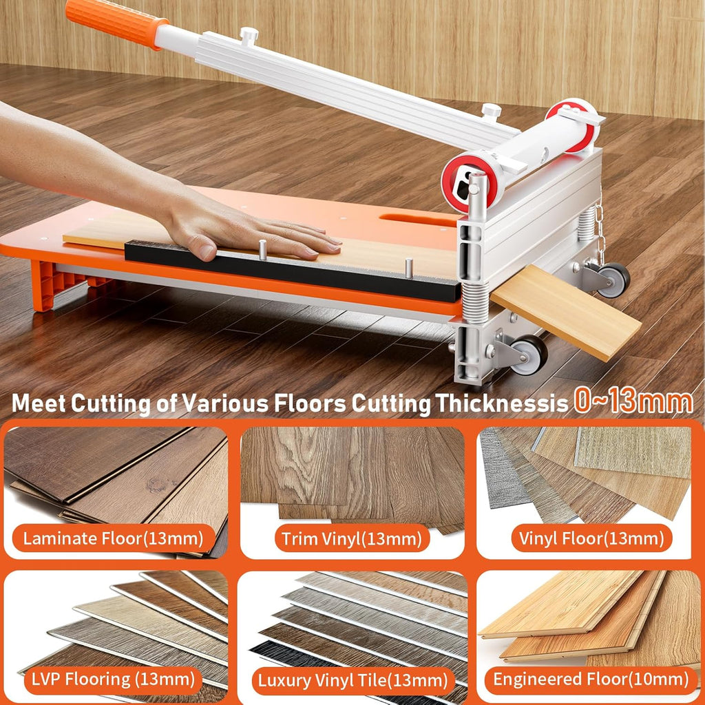 NAACOO Heavy Duty Laminate/Vinyl Floor Cutter, 13” Vinyl Plank Cutter with Wheel – Just 1 Step Meet Angle&Length Cutting, Flooring Tools - Cuts Laminate Floor, Engineer Wood, LVP/T, VCT, SPC, WPC