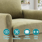 OLIXIS Comfy Accent Chair for Living Room Bedroom and Waiting Room, Upholstered Mid-Century Reading Chair with Pillow and Solid Wood Legs, Wide Singe Modern Lounge Sofa (Green)