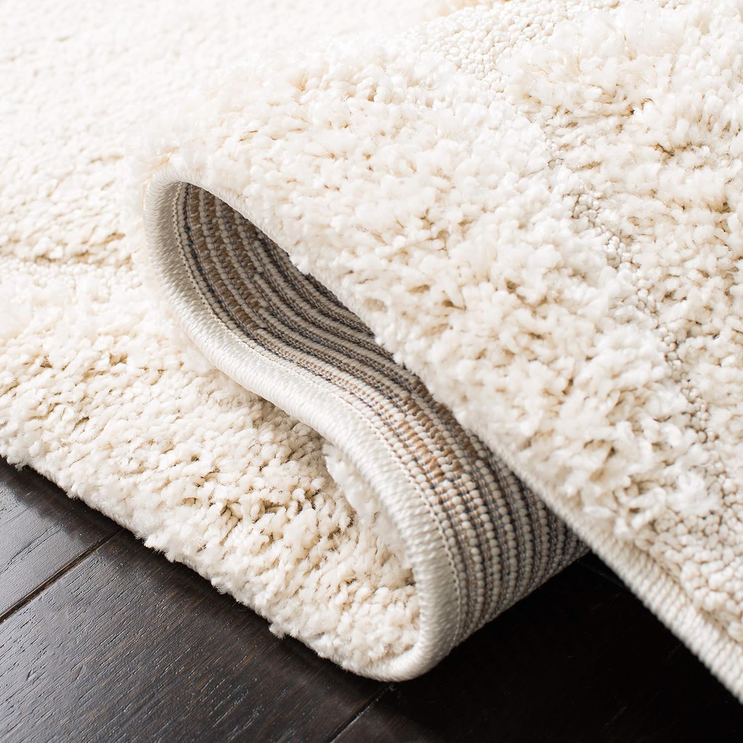 SAFAVIEH Area Rug 8x10 - Florida Shag Collection - Large - Cream & Cream, Scroll Design, Non-Shedding & Easy to Clean, High-Low Plush Pile, Ideal for Living Room, Bedroom, Dining Space (SG455-1111)