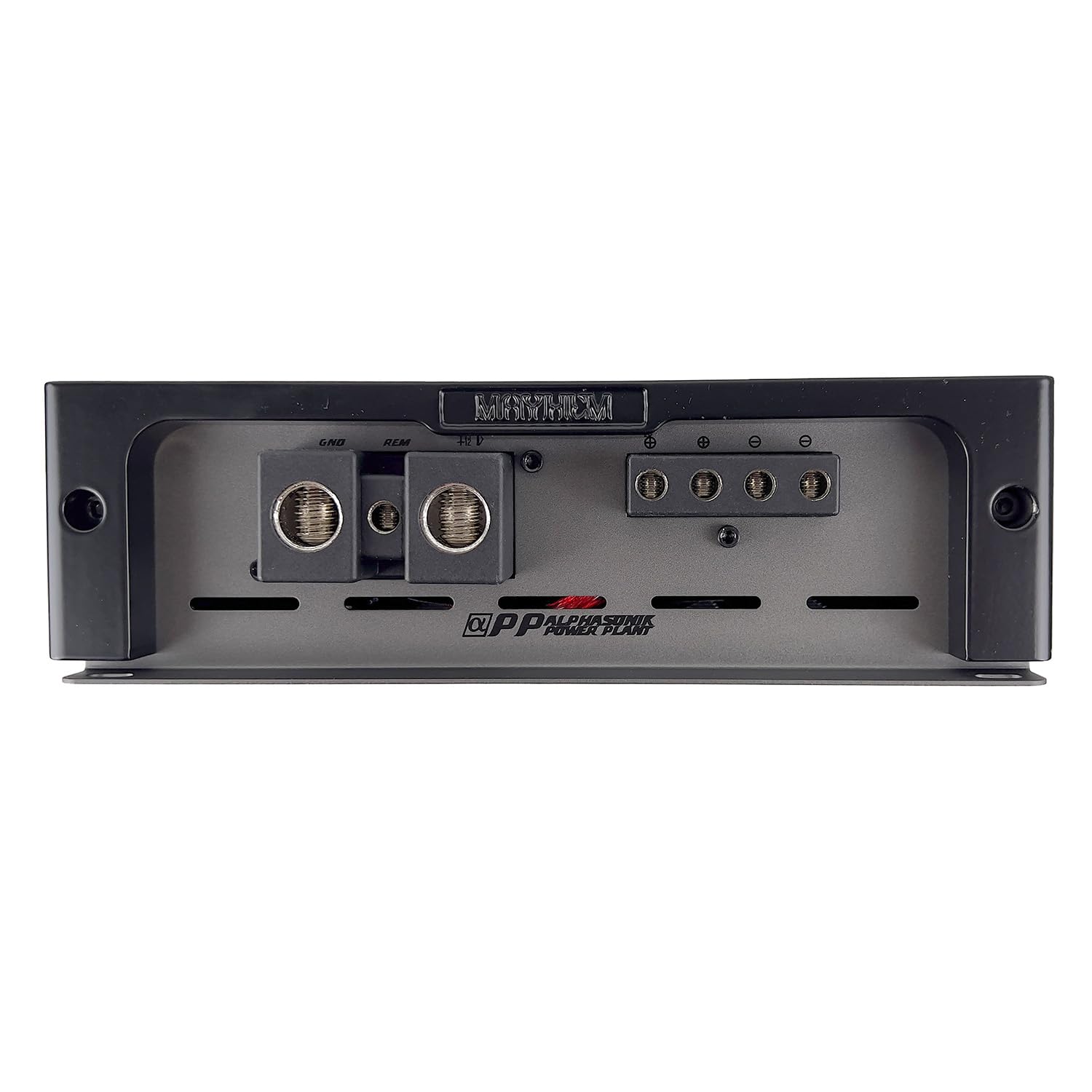 Alphasonik M2500.1D Mayhem Series High-Performance 2500W RMS Class-D High Current Monoblock Amplifier - 1 Ohm Stable  High/Low-Level Input/Output  4-Way Protection Circuitry  Bass Knob Included
