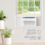 Keystone Energy Star 8,000 BTU Window Mounted Inverter Air Conditioner with Supplemental Heat, Quiet High Efficiency Window AC Unit with Remote for Apartment, Medium Rooms up to 350-Sq. Ft.