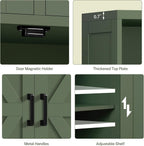 TEENFON Bathroom Cabinet with Adjustable Shelf & 2 Drawers, Farmhouse Storage Cabinet with 2 Doors, Kitchen Storage Cabinets for Living Room, Entryway, Home Office, Forest Green