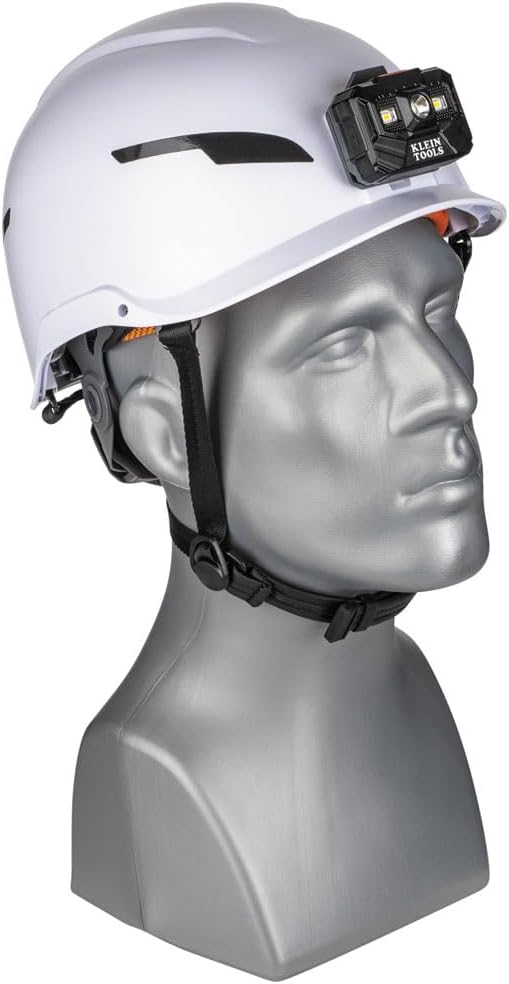 Klein Tools 60525 Safety Helmet, Type-2 Safety Helmet with Rechargeable Headlamp, Non-Vented, Class E, White