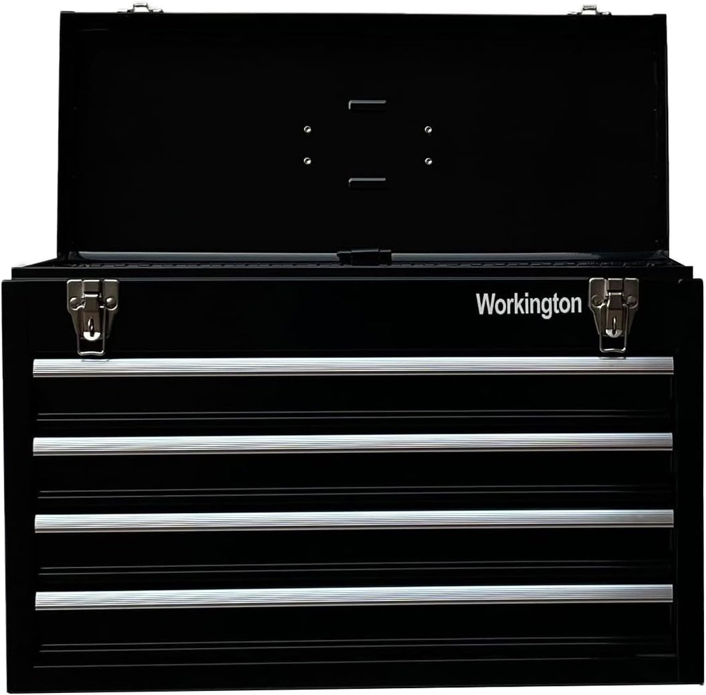 Workington Portable Metal Tool Chest with 4 Drawers, 20" 4-Drawer Tool Chest Cabinet with Ball Bearing Drawer Slides, Steel Tool Storage Box Organizer 4004 Black
