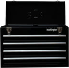 Workington Portable Metal Tool Chest with 4 Drawers, 20" 4-Drawer Tool Chest Cabinet with Ball Bearing Drawer Slides, Steel Tool Storage Box Organizer 4004 Black