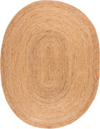 SAFAVIEH Area Rug 8x10 Oval - Cape Cod Collection - Large - Natural Brown, Handmade Braided Flat Weave Jute (CAP252A)