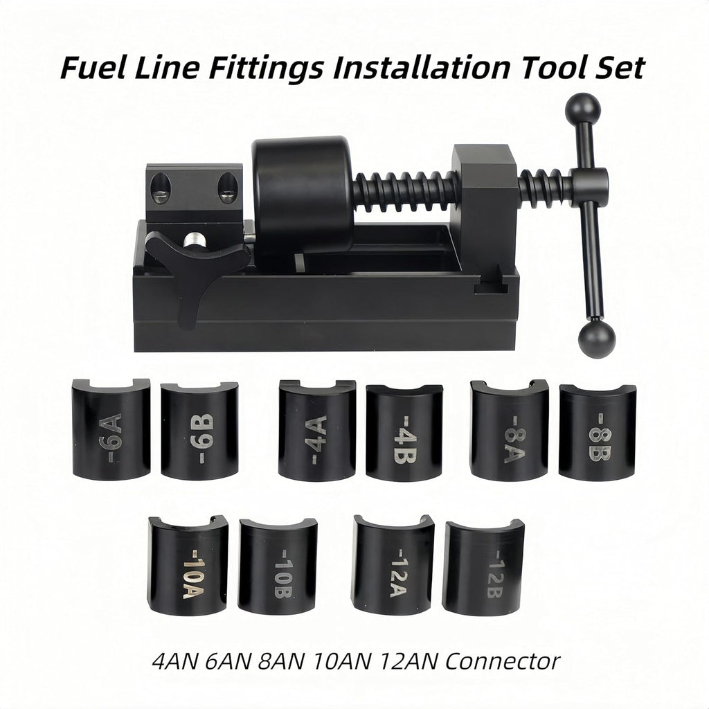 Fuel Line Fittings Installation Tool Set with 4AN 6AN 8AN 10AN 12AN Connector, Auto Hose Pipe Fuel Line Installation/Removal Tool Kit, AN Hose Fitting Connect/Disconnect Tools