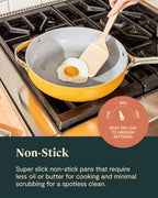 Caraway Non-stick Ceramic Cookware Set (12 Piece) Pots, Pans, Lids and Kitchen Storage - PFAS & PFOA Free - Oven Safe Pan Set & Compatible with All Stovetops - Sage
