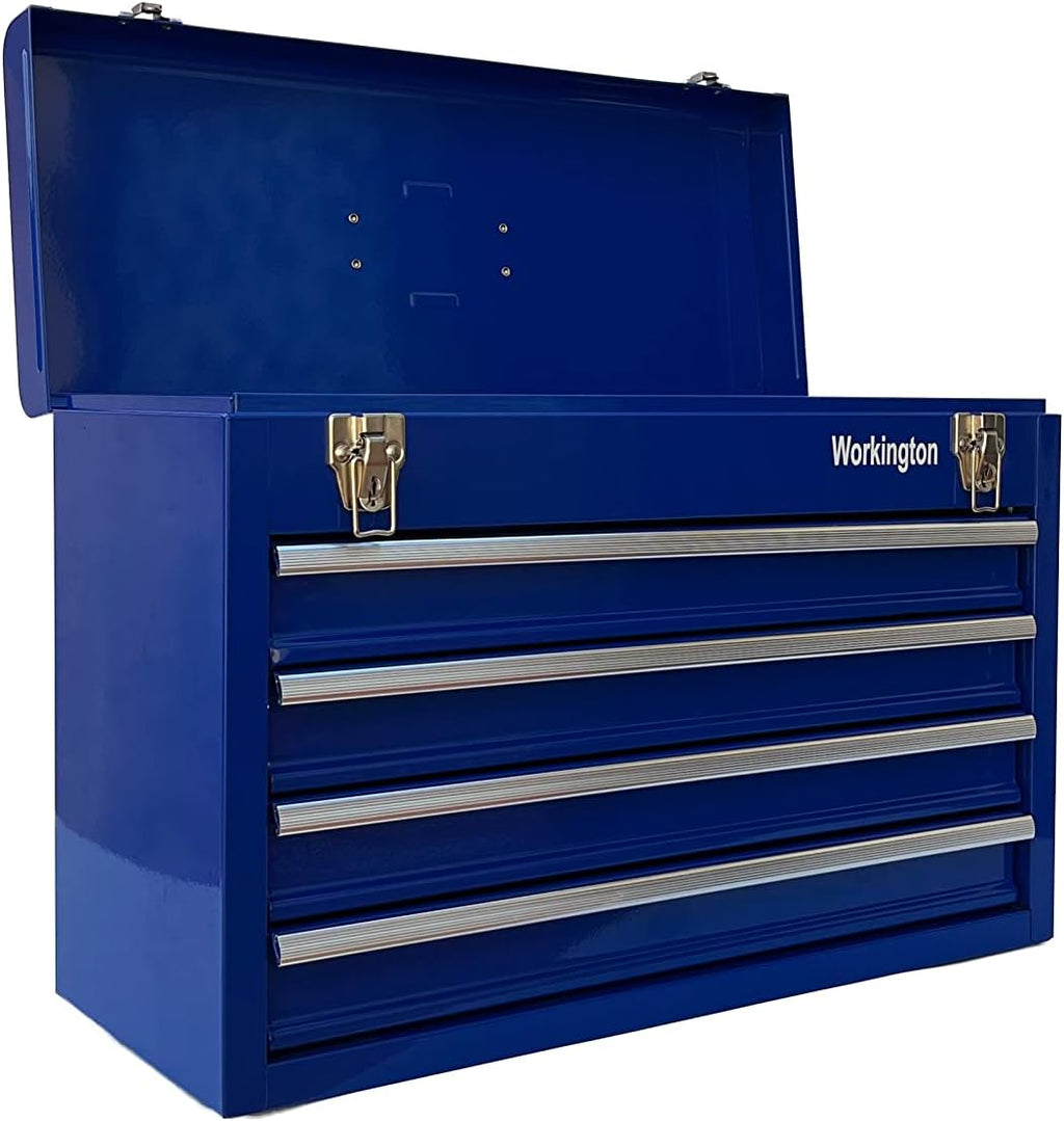 Workington Portable Metal Tool Chest with 4 Drawers, 20" 4-Drawer Tool Chest Cabinet with Ball Bearing Drawer Slides, Steel Tool Storage Box Organizer 4004 Blue