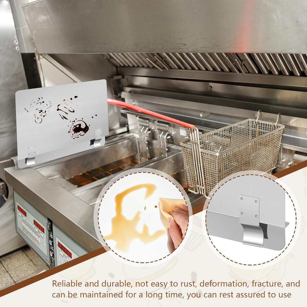 Ferraycle 2 Pack 20-1/2" W x 9" H 304 Stainless Steel Fryer Splash Guard for Stove & Kitchen, Oil Splatter Screen Protection, Heavy Duty Grease Barrier for Frying, Grilling, Easy Clean, Universal Fit