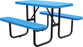 4ft Rectangular Picnic Table – Heavy-Duty Metal Mesh Outdoor Dining Table  Thermoplastic Coated Steel  Outdoor Living  Parks & Schools (Blue  4ft)
