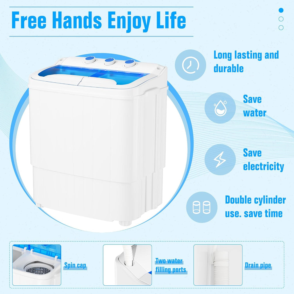 Portable Washing Machine,18 lbs Capacity,Washer and Dryer Combo Machine for Homes & Apartments,Twin Tub Laundry Washer with Spin Cycle